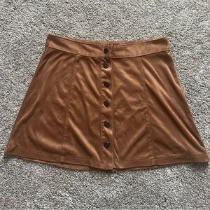 American Eagle Brown Suede Button Up Mini Skirt, size 4